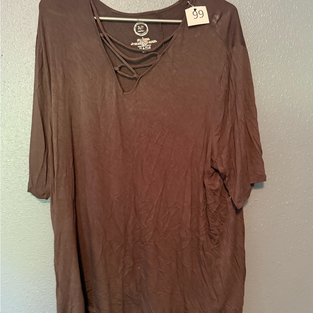 Stylish Brown Short Sleeve Top